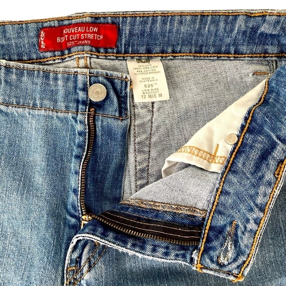 Levi’s 525 Nouveau Bootcut Stretch Blue Denim Jeans Medium Wash Size 12 M - Picture 5 of 16